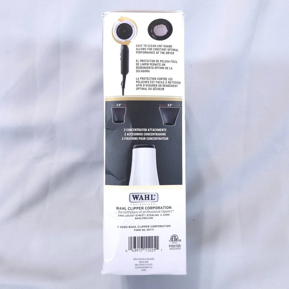 Wahl Professional 5-Star Barber Hair Dryer #5054 Silver 2 Speed 3 Heat New